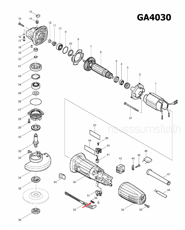 COMPRESSION SPRING 4 หินเจียร Makita-มากีต้า GA4030 [#52] Pn.233121-5 (แท้) ##