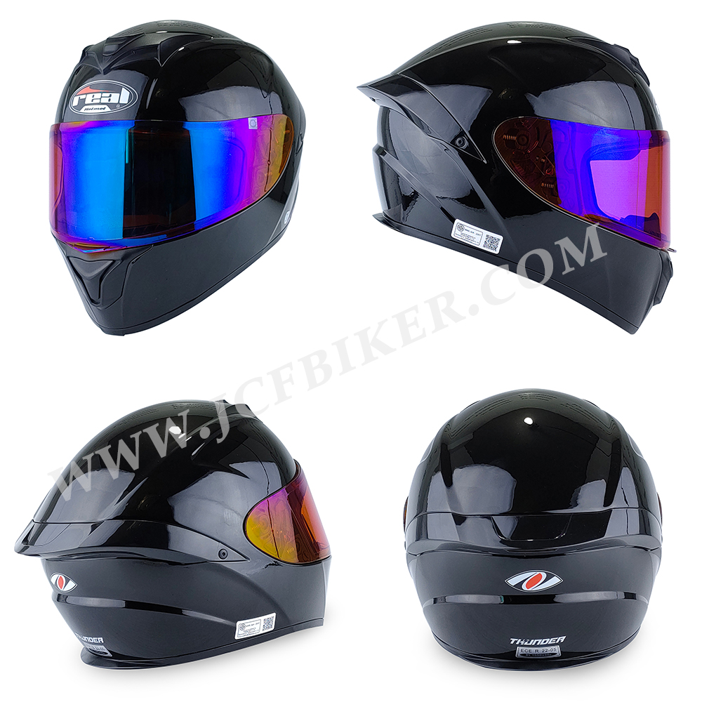 หมวกกันน็อคเต็มใบ หมวกันน็อค Real Helmets Thunder ดำเงา