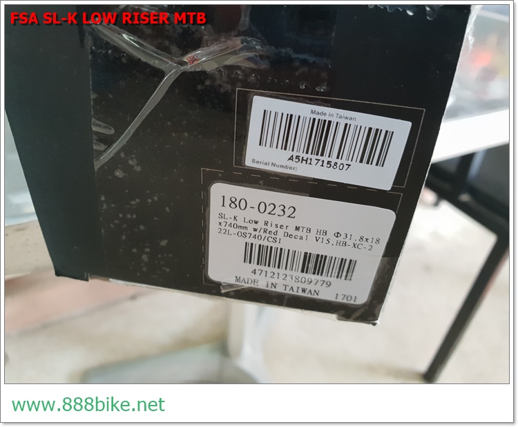 แฮนด์ยก FSA SL-K LOW RISER MTB Carbon Handlebar, สูง 18MM, กว้าง 740MM, สีดำ/แดง,และ ดำ/เทา