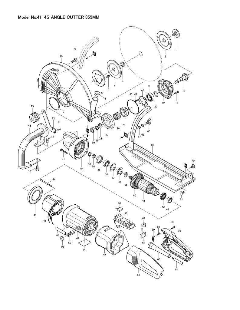 4114S เครื่องตัดคอนกรีต 14 นิ้ว Makita Spare Parts