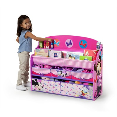 Delta Children Disney Minnie Mouse Deluxe Book & Toy Organizer (แบบใหม่ล่าสุด) ชั้นเก็บของ ชั้นวางหนังสือ ไซส์ใหญ่