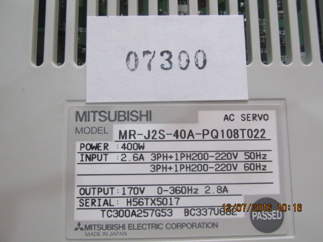 SERVO DRIVE " MITSUBISHI " รุ่น MR-J2S-40A-PQ108T022