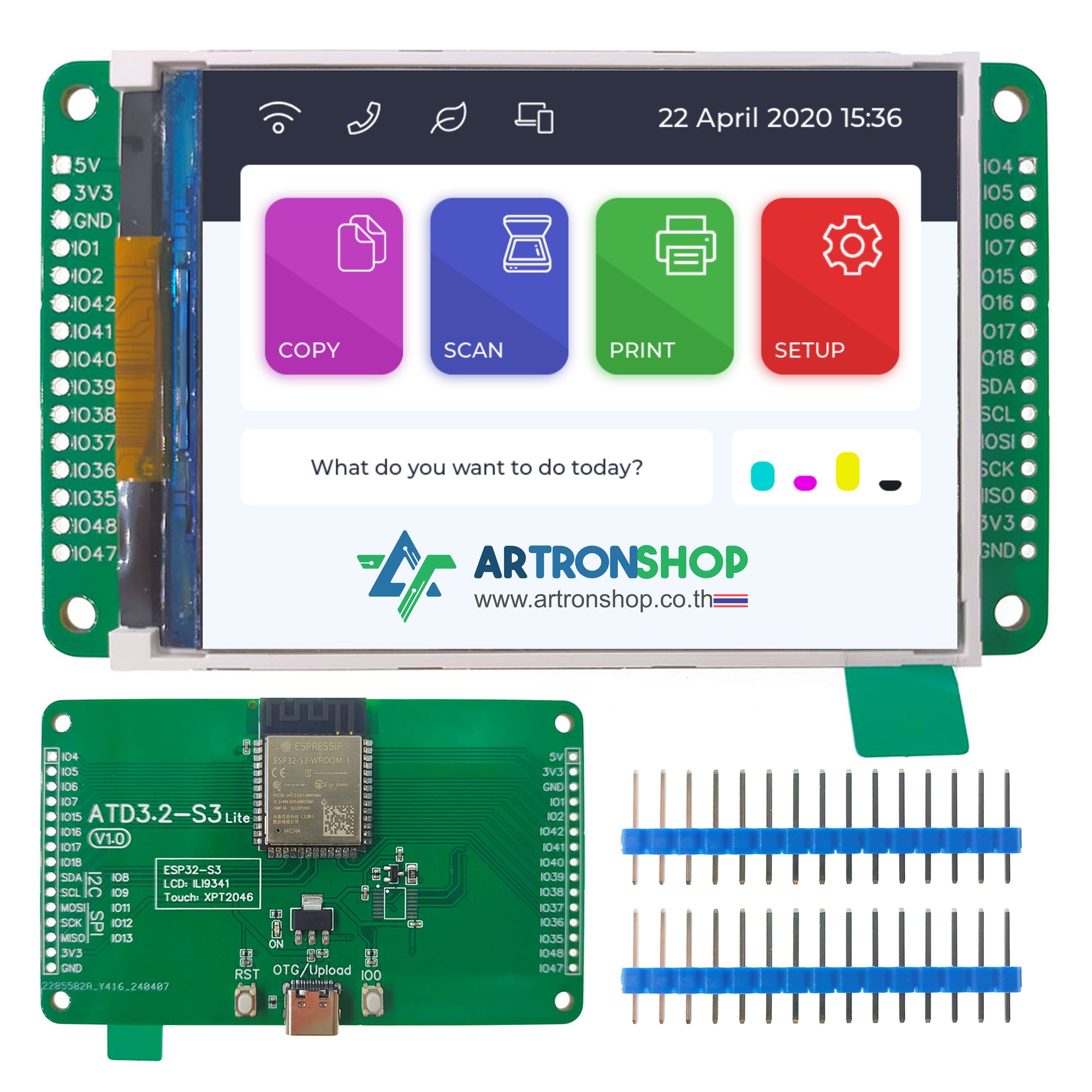 ATD3.2-S3 Lite บอร์ด ESP32-S3 พร้อมจอ 3.2 นิ้ว