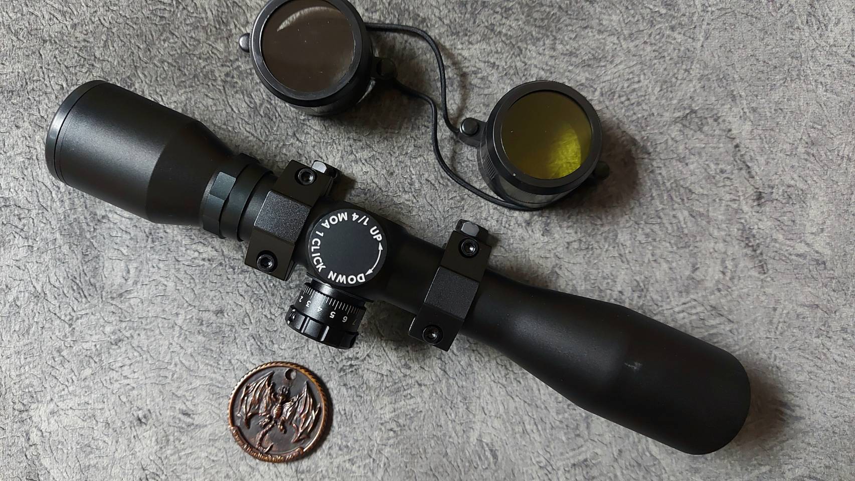 SCP TAC 4X32 W/RINGS BLK