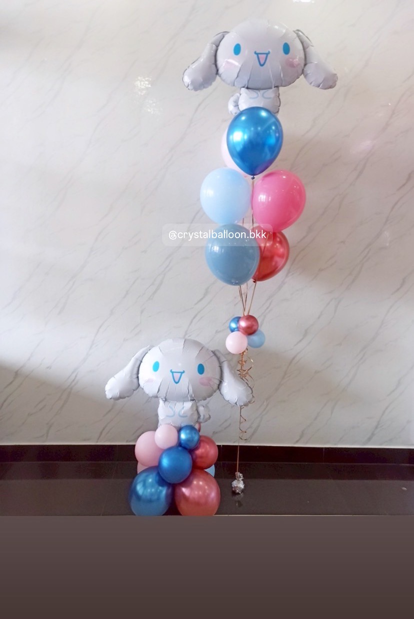 ลูกโป่ง วันเกิดเด็ก ช่อลูกโป่งฟอยล์Sanrio ช่อ 7 ลูก 1 ช่อ พร้อม ฟอยล์Sanrio ตั้งฐาน 1 ชิ้น Theme ชมพู - ฟ้า พร้อมตกแต่ง สามารถเปลี่ยนสีลูกโป่ง/เปลี่ยนข้อความ/เปลี่ยนสี-ฟอยล์ตัวเลข/เปลี่ยนฟอยล์ตกแต่งได้