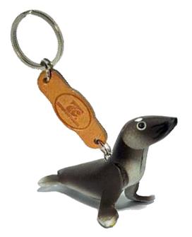 พร้อมส่ง พวงกุญแจหนังแท้ Handmade รูปเเมวน้ำ