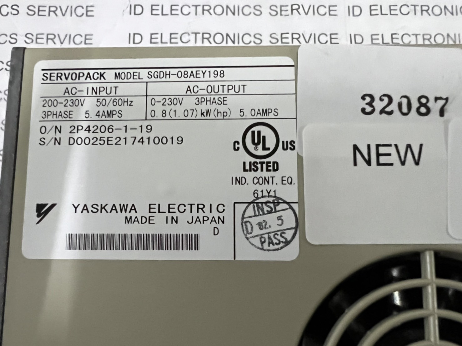 SGDH-08AEY198 SERVO DRIVE " YASKAWA "