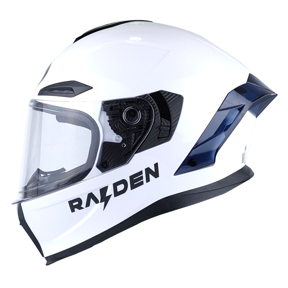 หมวกกันน็อคเต็มใบ หมวกกันน็อค RAIDEN รุ่น STR รูปทรงสปอร์ตโฉบเฉี่ยวมาพร้อมสปอยเลอร์หลังสุดเท่ไม่ซ้ำใคร แถมฟรี ชิลด์ดำ สี PLAIN WHITE