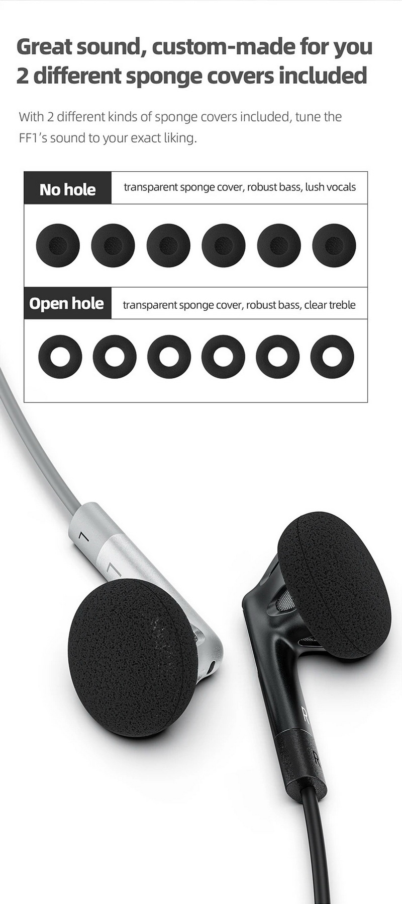 FiiO FF1 หูฟังเอียบัดไดรเวอร์ชุบเบริลเลียม ถอดสายได้ รองรับ Hi-Res ประกันศูนย์ไทย