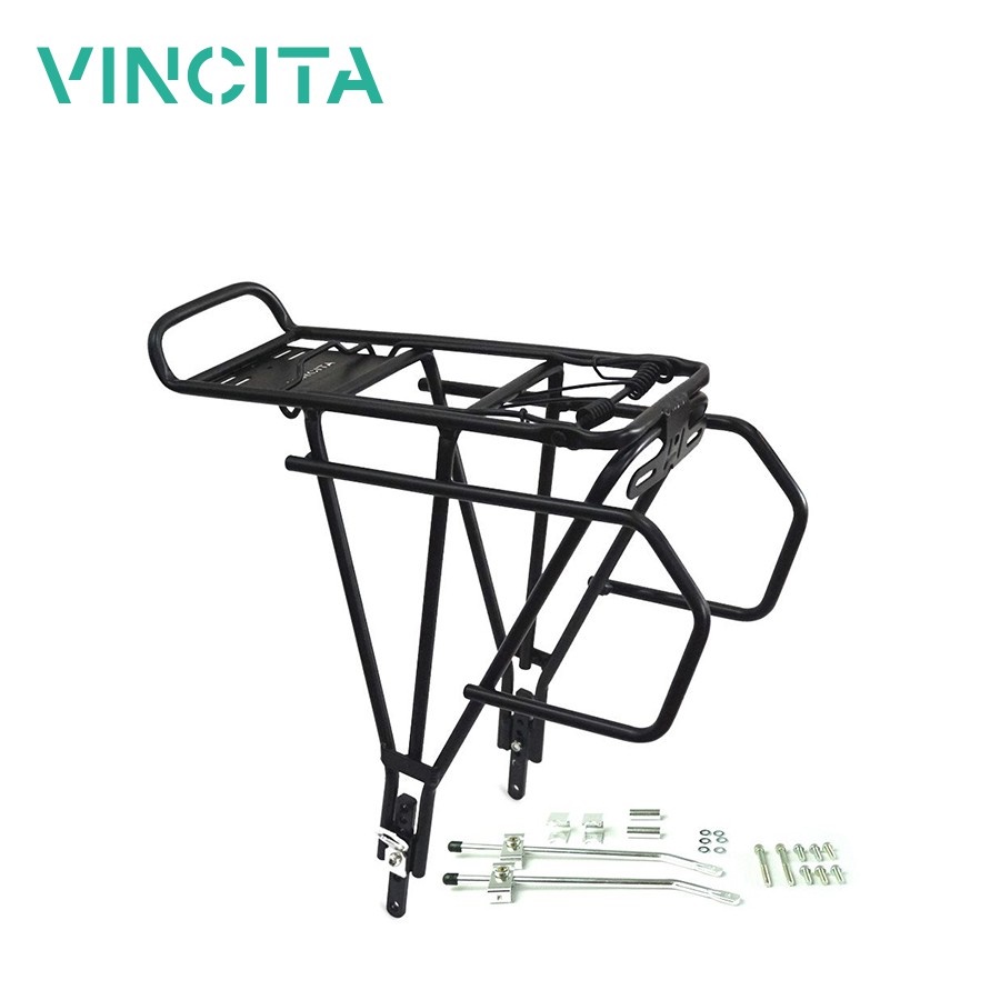 Vincita ตะแกรงหลังจักรยาน TOUR DISC สำหรับรถดิสเบรค สีดำ (C025) - สำหรับล้อ 26 นิ้ว ตะแกรงท้าย รับน้ำหนักได้ถึง 25 KG สำหรับล้อ 24-28 นิ้ว