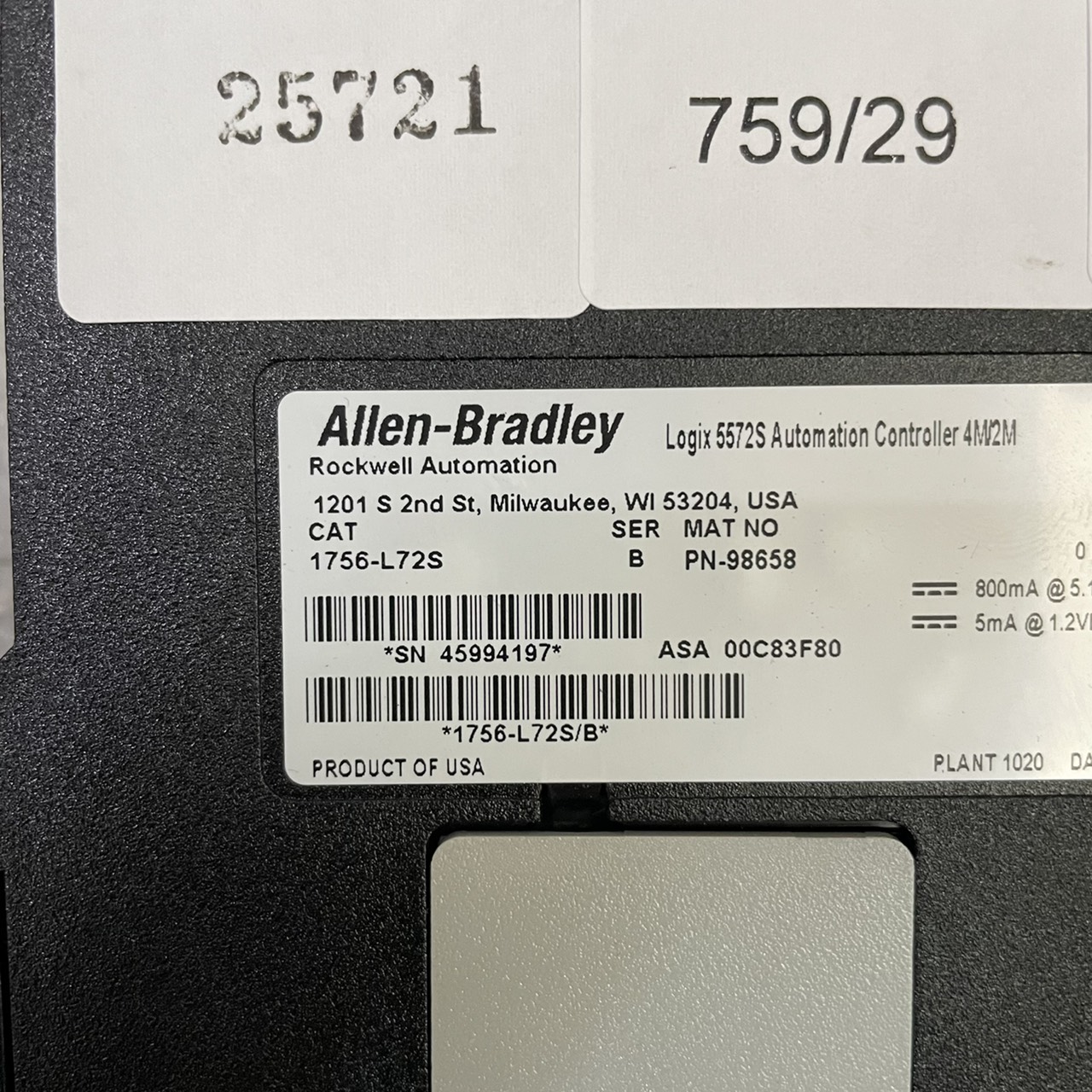 1756-L72S PLC " ALLEN-BRADLEY "