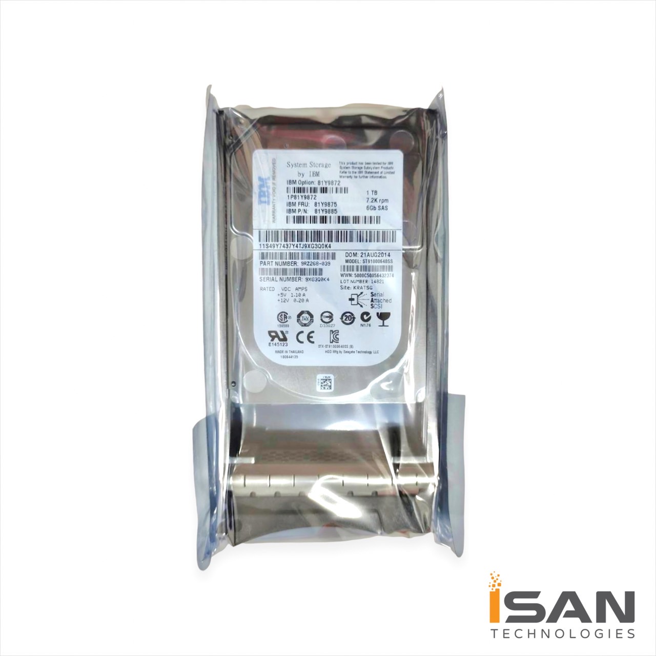 81Y9885 81Y9875 81Y9872 IBM HDD Hard Drive 1TB SAS 6Gbps 7.2K 2.5".