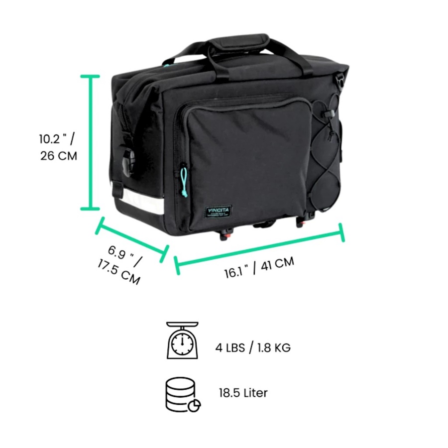 VINCITA B181P กระเป๋าติดแร็คใบใหญ่ (Nash Pro Bag) ผลิตจาก ผ้าโพลีเอสเตอร์กันน้ำ พร้อม ผ้าคลุมกันฝน เพิ่มการป้องกัน