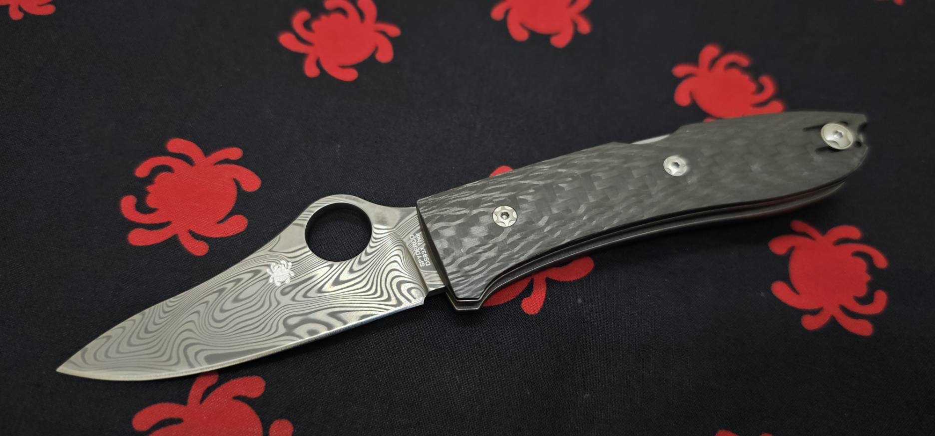 Spyderco Opera Lockback Knife Carbon Fiber (2.9" Damasteel)
