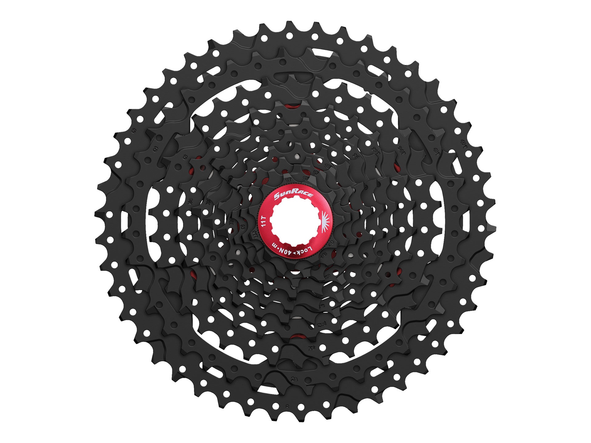 สเตอร์หลัง SUNRACE ,CS-MX3, 11-42T, CASSETTE MTB 10 SPEED CHAMPAGNE WIDE RANGE, สีดำและสีเงิน