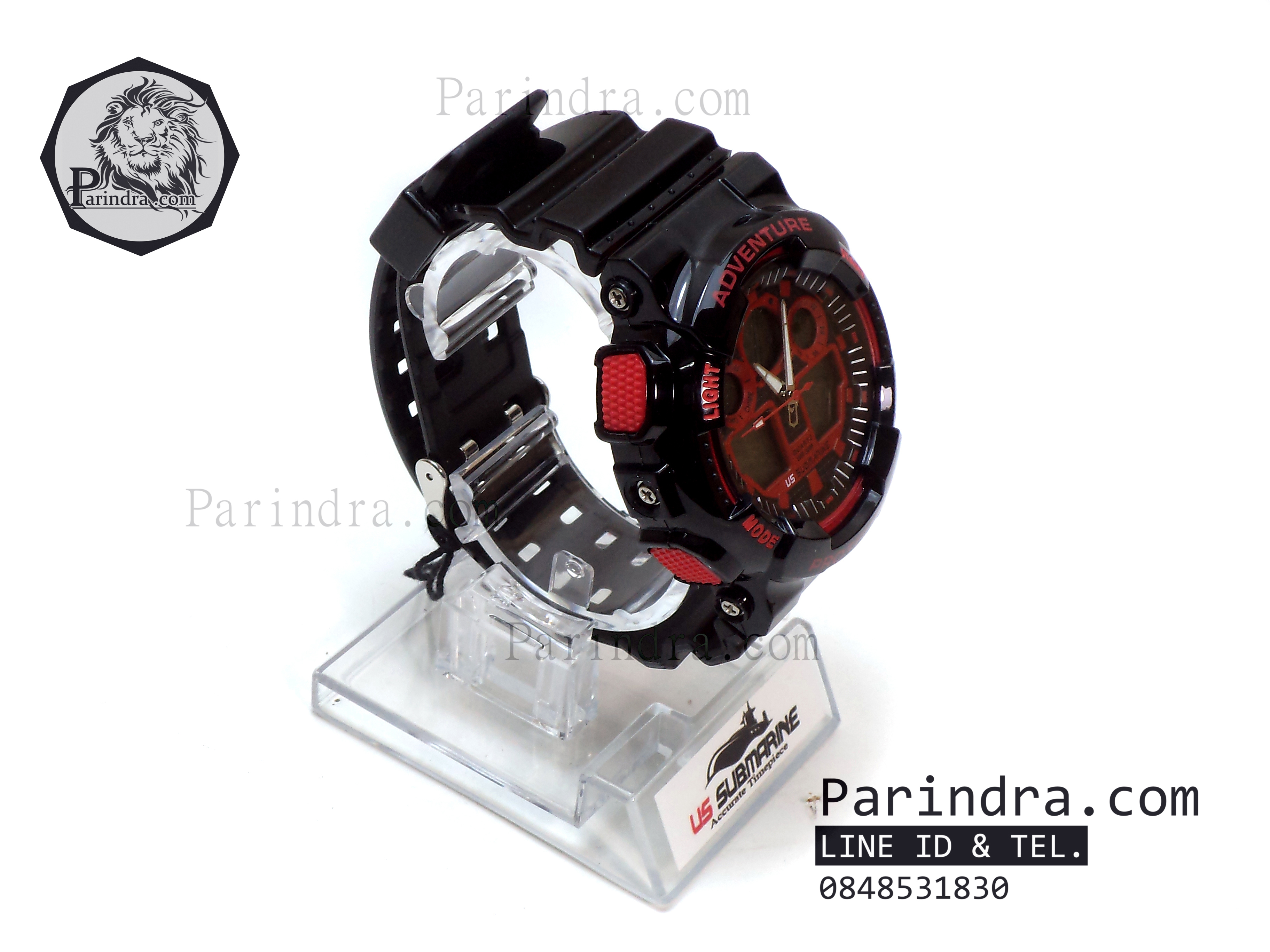 นาฬิกา US submarine Adventure Protector รุ่น TP3129M สีดำตัดแดงผิวมัน พื้นหลังเทา