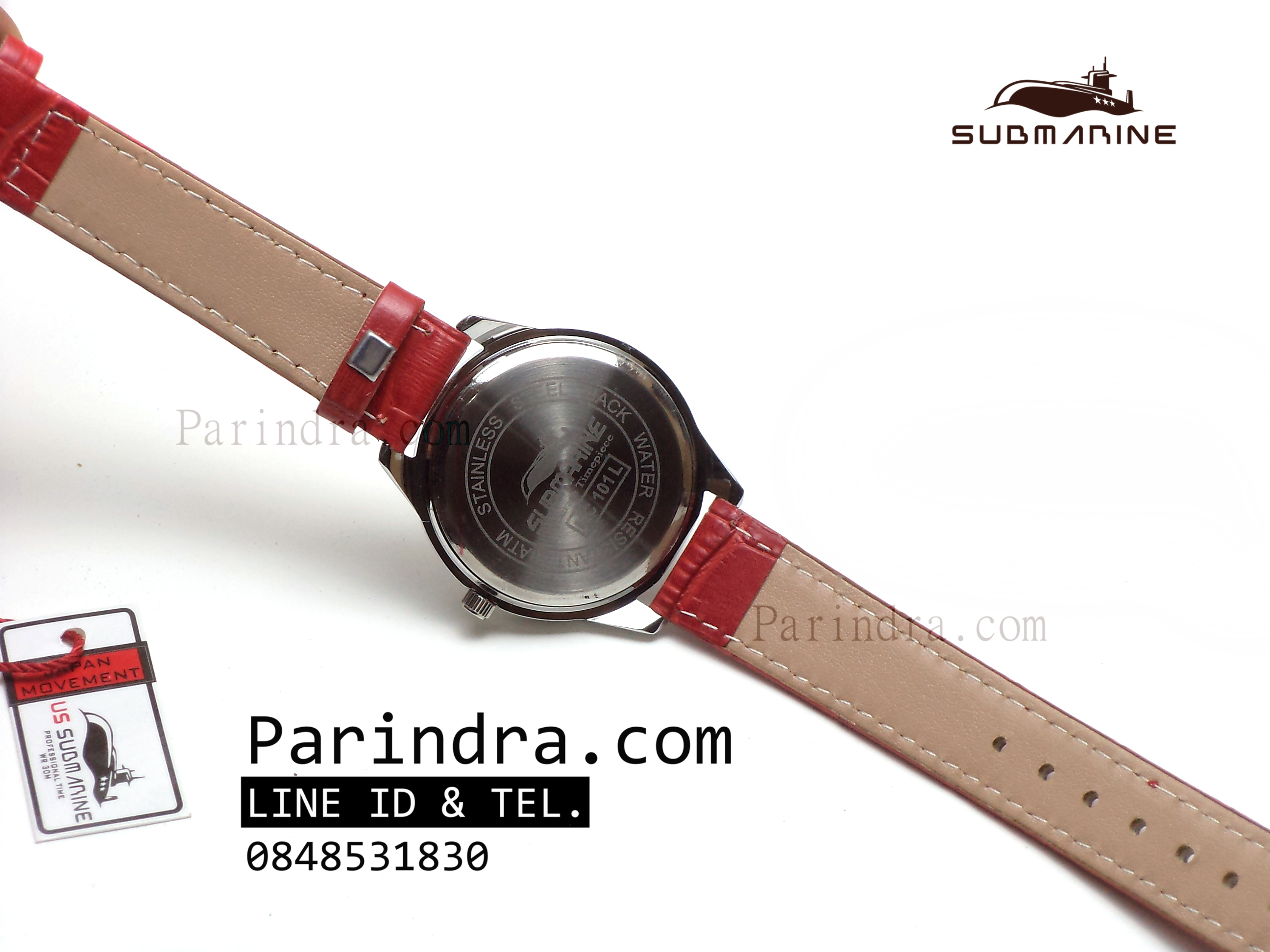 นาฬิกา US Submarine MC101L สายหนังสีแดง