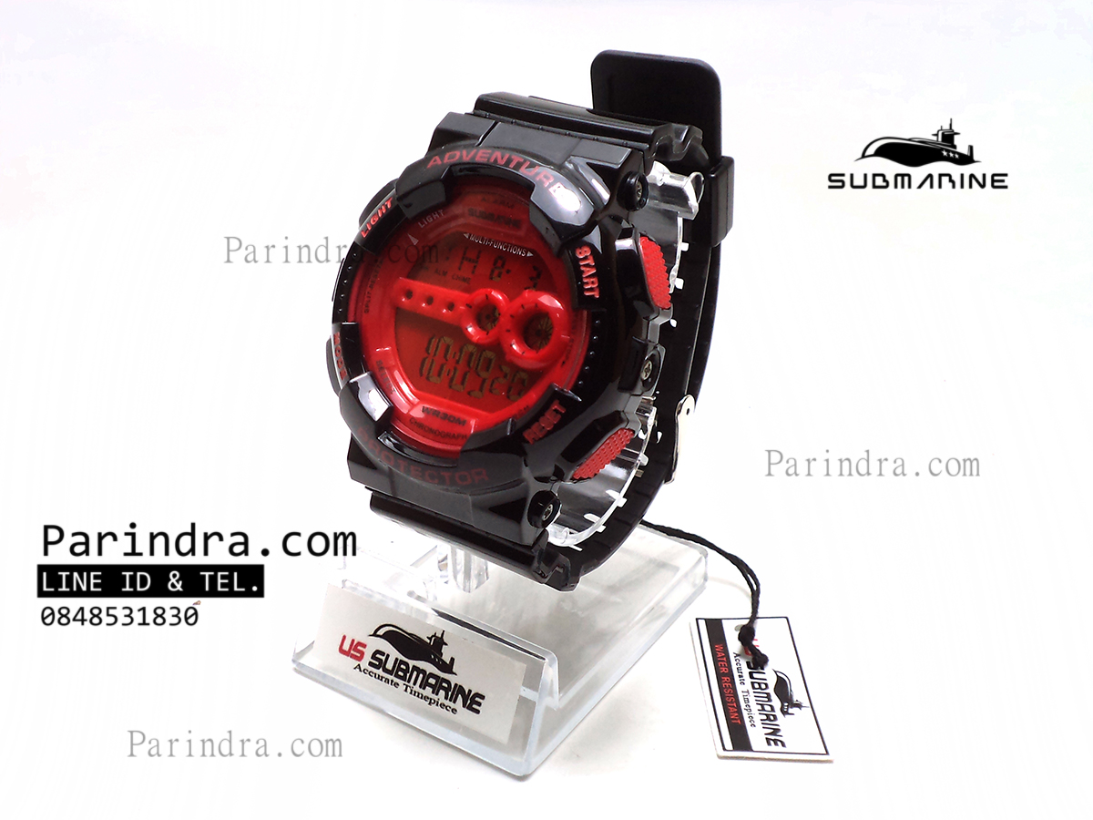 นาฬิกา US submarine รุ่น TP1282M สีดำ-หน้าปัดแดง พื้นแดง