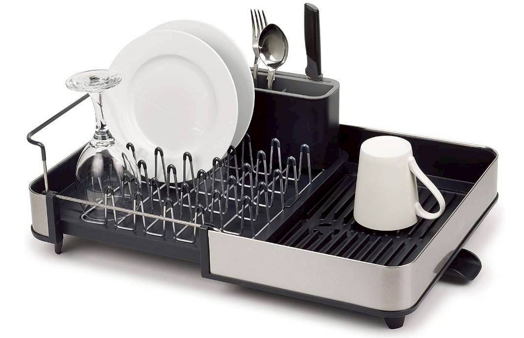 **ของแท้** ที่คว่ำจาน Joseph Joseph Steel Dish Drainer Rack with Removable Cutlery Grey/Steel