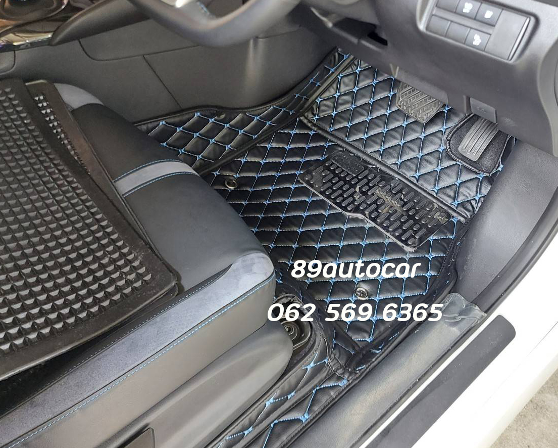 พรมรถยนต์ Nissan Leaf ปูพรม6D สีดำด้ายฟ้า เต็มคัน