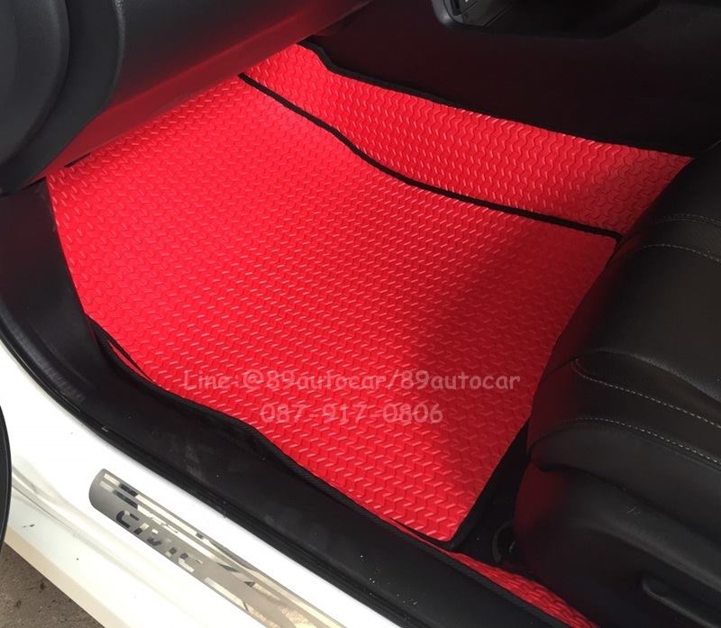 ขายพรมปูพื้นรถยนต์ราคาถูก Honda Civic 2016 ลายธนูสีแดงขอบดำ