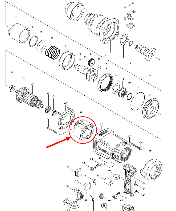 ฟิลคอยล์ บล็อคไฟฟ้า Makita รุ่น TW1000 P/N.526148-5 (แท้) ##(*)