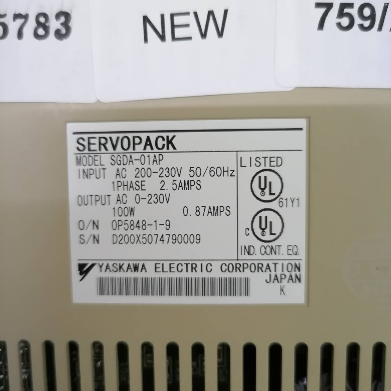 SGDA-01AP SERVO PACK " YASKAWA "
