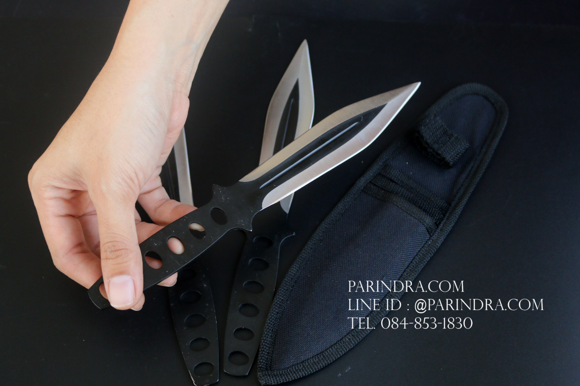 มีดขว้าง มีดบิน มีสามใบมีด มีซองผ้าแบบพกพา