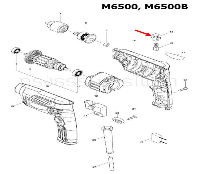 ซองถ่าน Makita มากีต้า, Maktec มาคเทค MT60 [#17], M4000, M4000B, M6500, M6500B [#14] Pn.643566-3 (แท้)## (**)