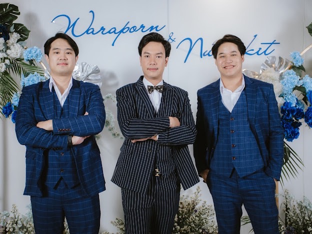 พร้อมเช่า ชุดสูทชาย สีกรมท่าลายทางเล็ก ** พร้อมเช่าไซส์ L , XL **