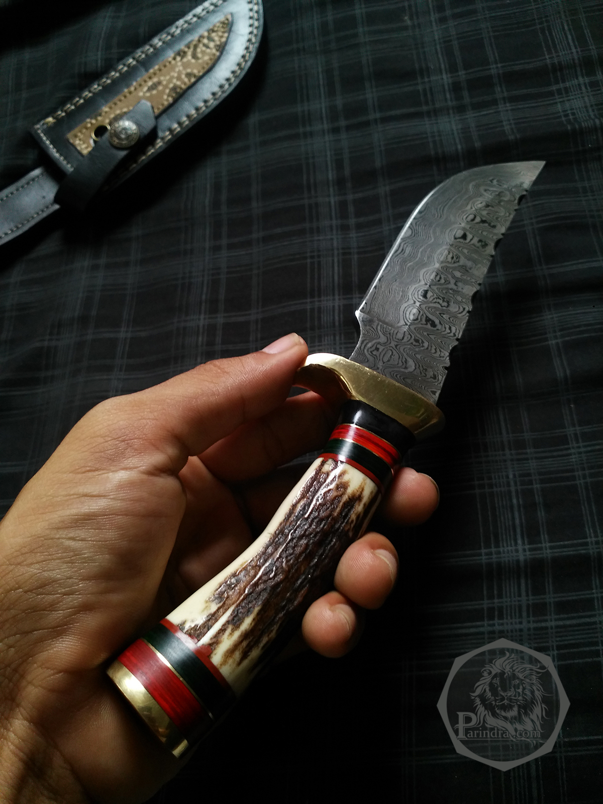 มีดดามัสกัส (Damascus) ด้ามเขากวาง ขนาด 9.4 นิ้ว 512 Layer นำเข้าจาก ปากีสถาน DPK001