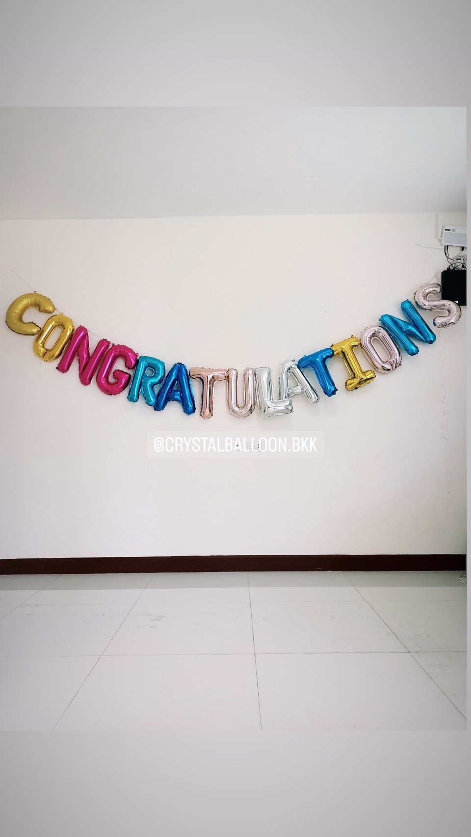 ลูกโป่ง แสดงความยินดี ฟอยล์ตัวอักษร 15 ตัว พร้อมตกแต่ง สามารถเปลี่ยนข้อความ/เปลี่ยนสี-ฟอยล์ได้