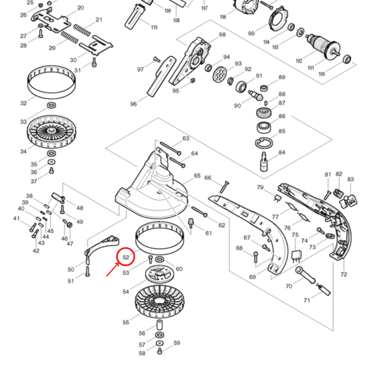 RUBBER RIRE(ยาง) (#52) เลื่อยสายพานตัดโลหะมือถือ Makita มากีต้า 2107F Pn.421333-4 (แท้) ##(*)