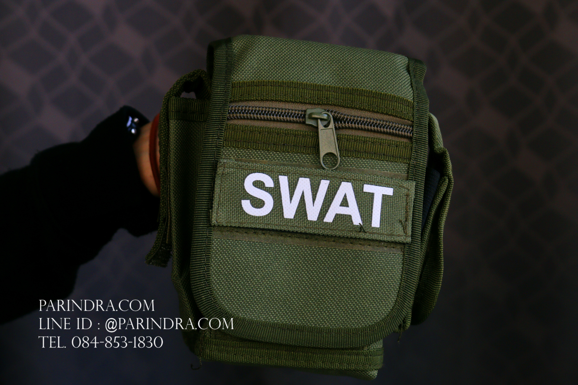 กระเป๋าคาดเอว รุ่น SX-011 ผ้าไนลอนลาย SWAT สีเขียวทหาร