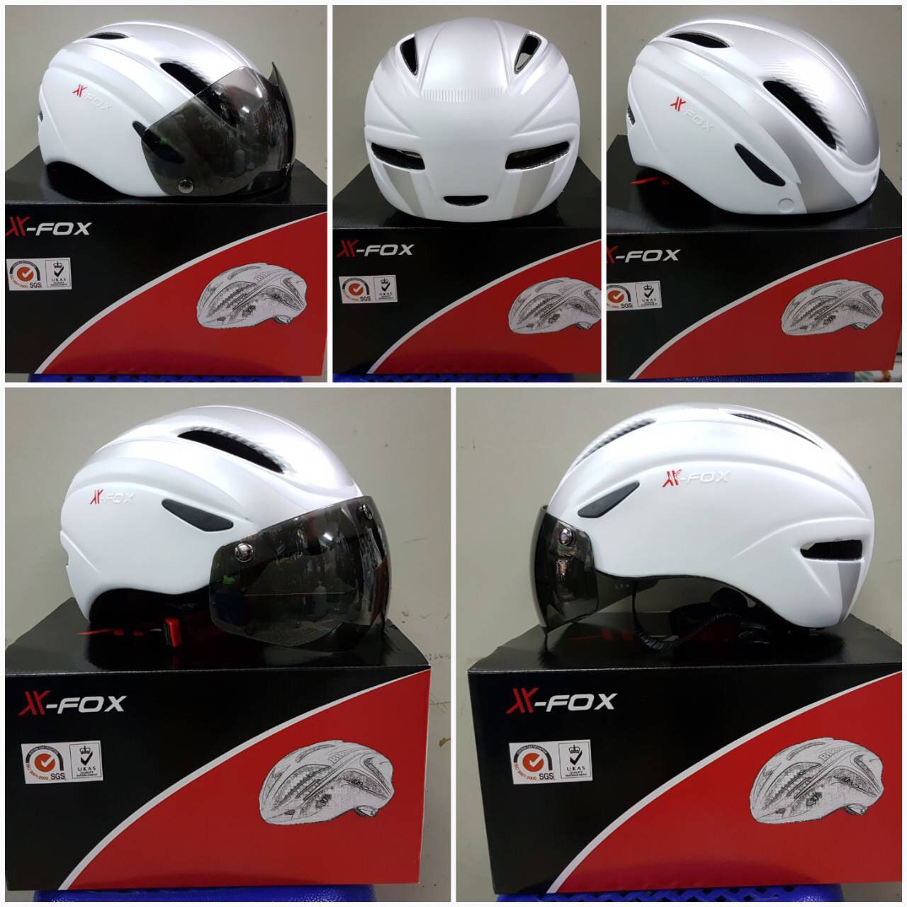 หมวกจักรยานมีแว่น X-FOX,XF-007 มี 1 เลนส์ AERO HELMETS