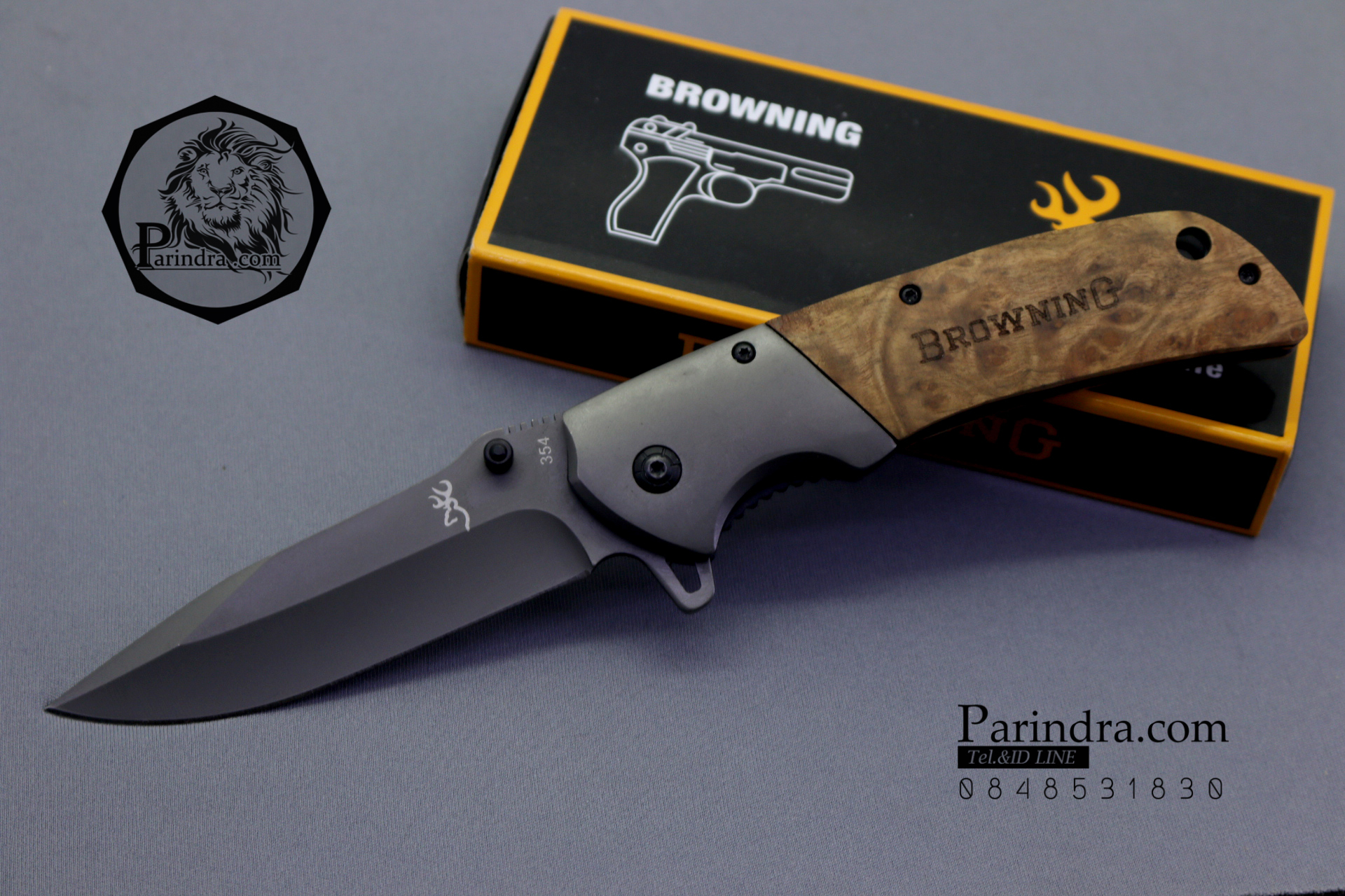 มีดพับสำหรับพกพาขนาด 8 3/4 Browning รุ่น 354 ด้ามไม้ (OEM)