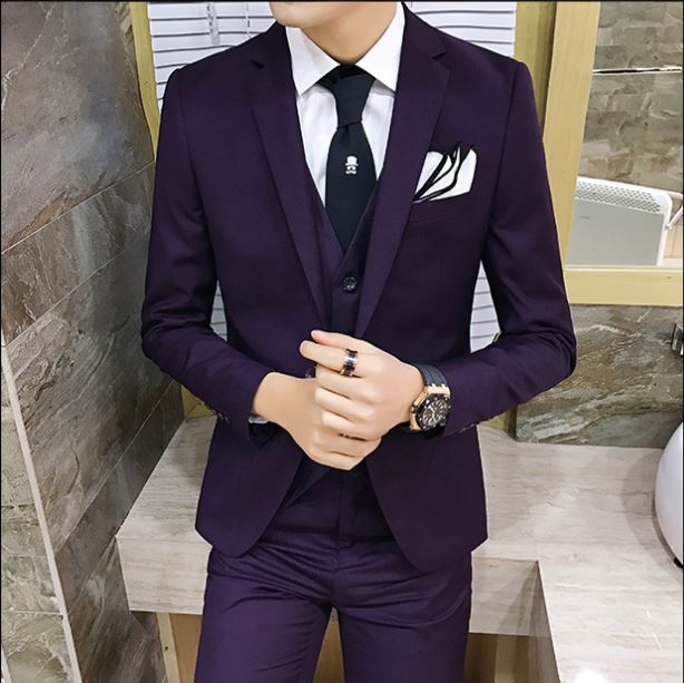 Pre-order ชุดสูทชาย สีม่วง เข้ารูป