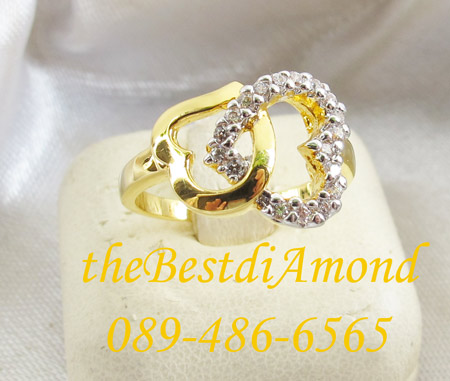 BR203+++แหวนหัวใจเกี่ยวรัก++แบบน่ารักมากๆๆๆ เป็นรูปหัวใจ 2 ดวงเกี่ยวกัน เพชรไม่ใหญ่มาก ใส่ติดนิ้วได้สบายๆ