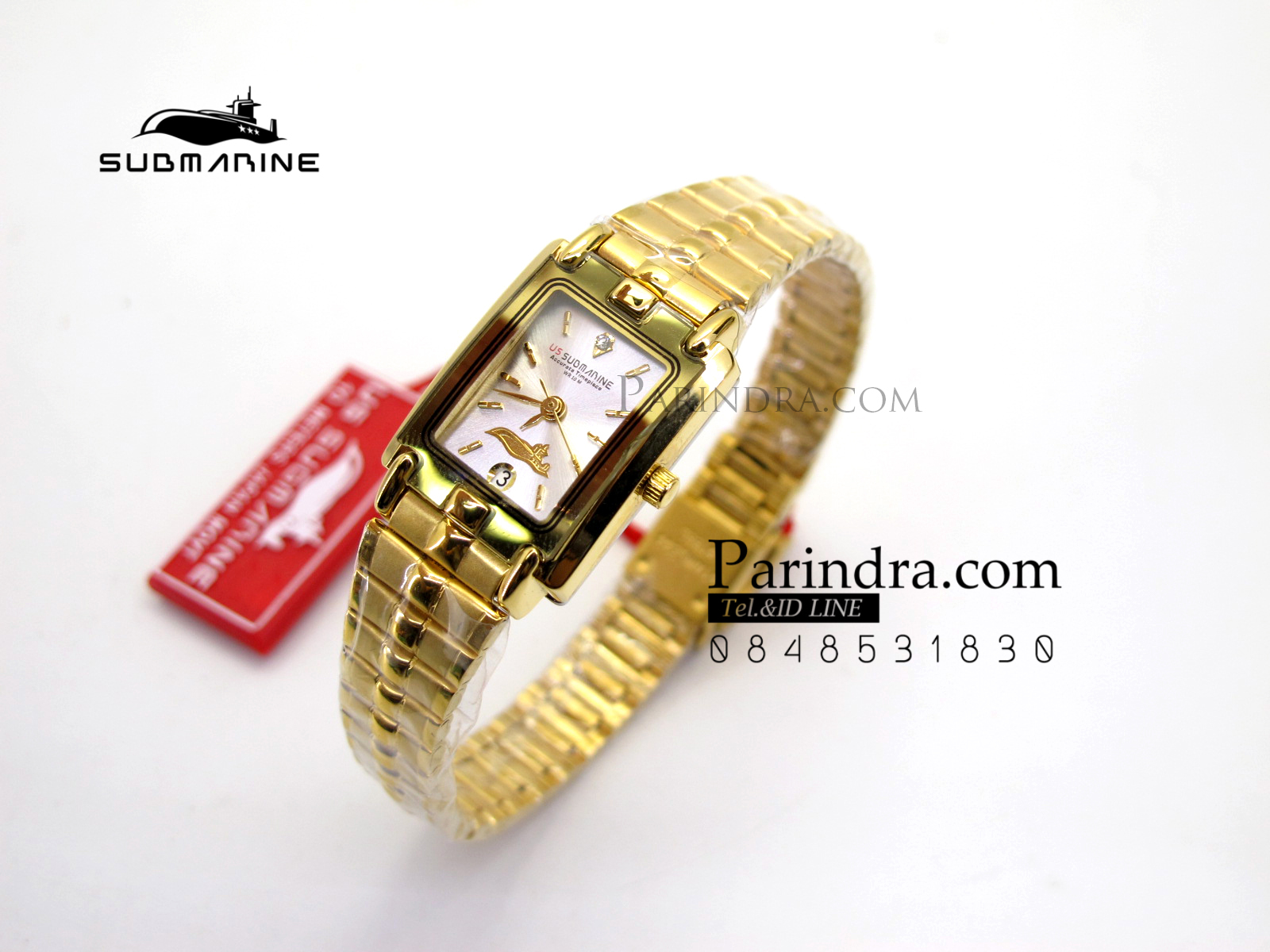 นาฬิกา U.S. submarine รุ่น SUB1014L เรือนเล็ก สายสแตนเลสสีทองหน้าเงิน
