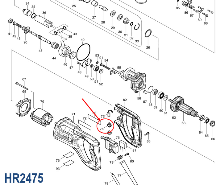 ซองถ่าน สว่าน Makita CB-419 ใช้ได้หลายรุ่น เช่น HP1500, HR2475, HR2410, 9046, BO4901 Pn.643923-5 (แท้) #E3