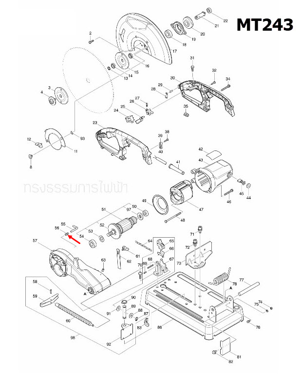 สปริงชุบแข็ง Maktec MT240, MT241, MT243 [#56] Pn.233372-0 (แท้) ##