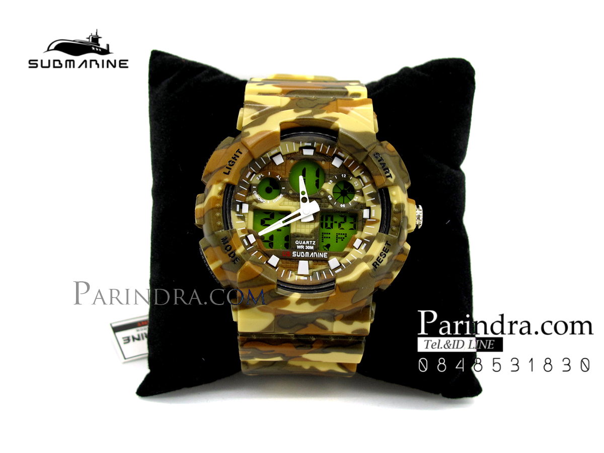 นาฬิกา US submarine รุ่น TP3176M (Military) สีลายพรางทหารสีน้ำตาล หน้าปัดพื้นเขียว