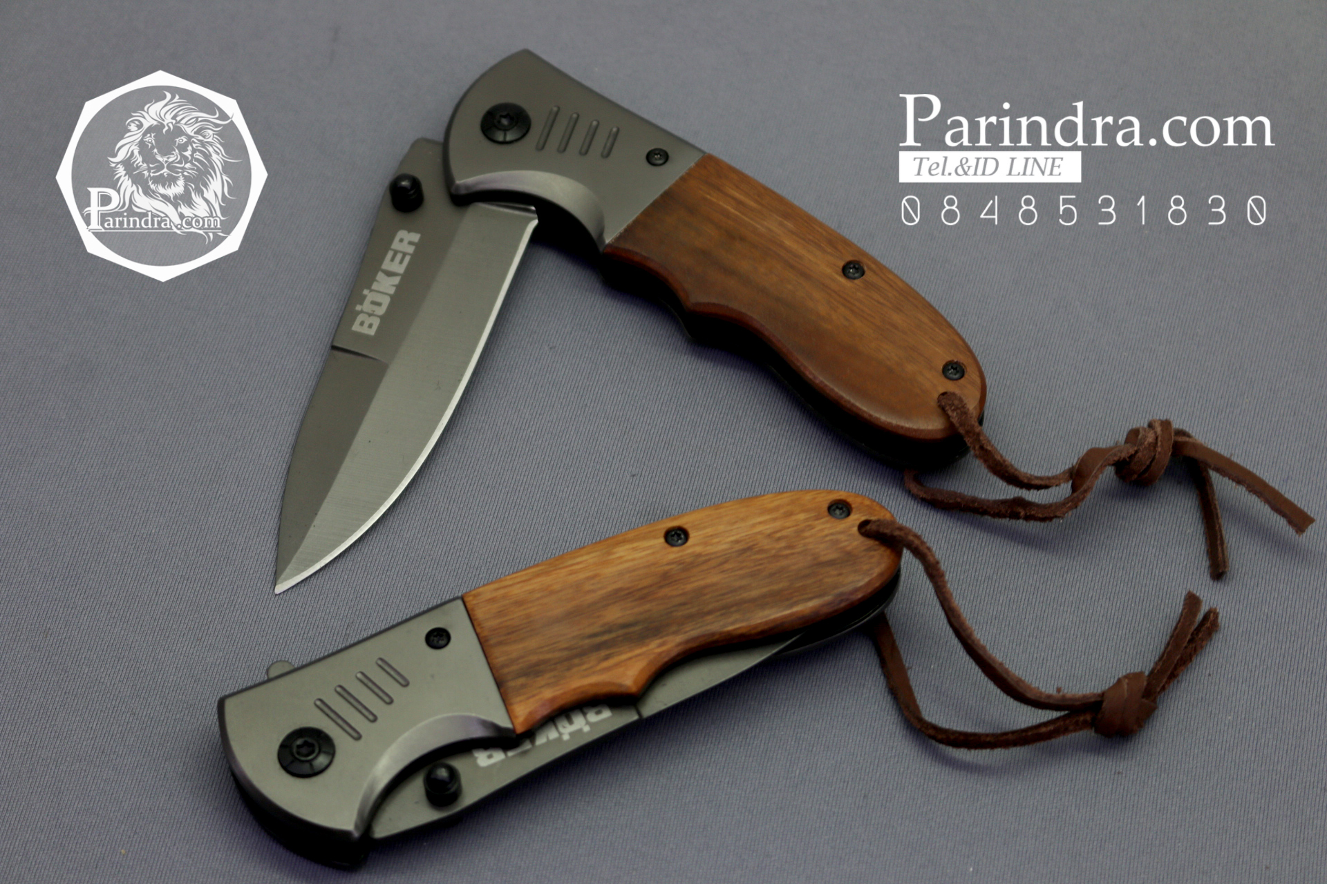 มีดพับ Boker ด้ามประกับไม้ สี Titanium Gray(OEM)