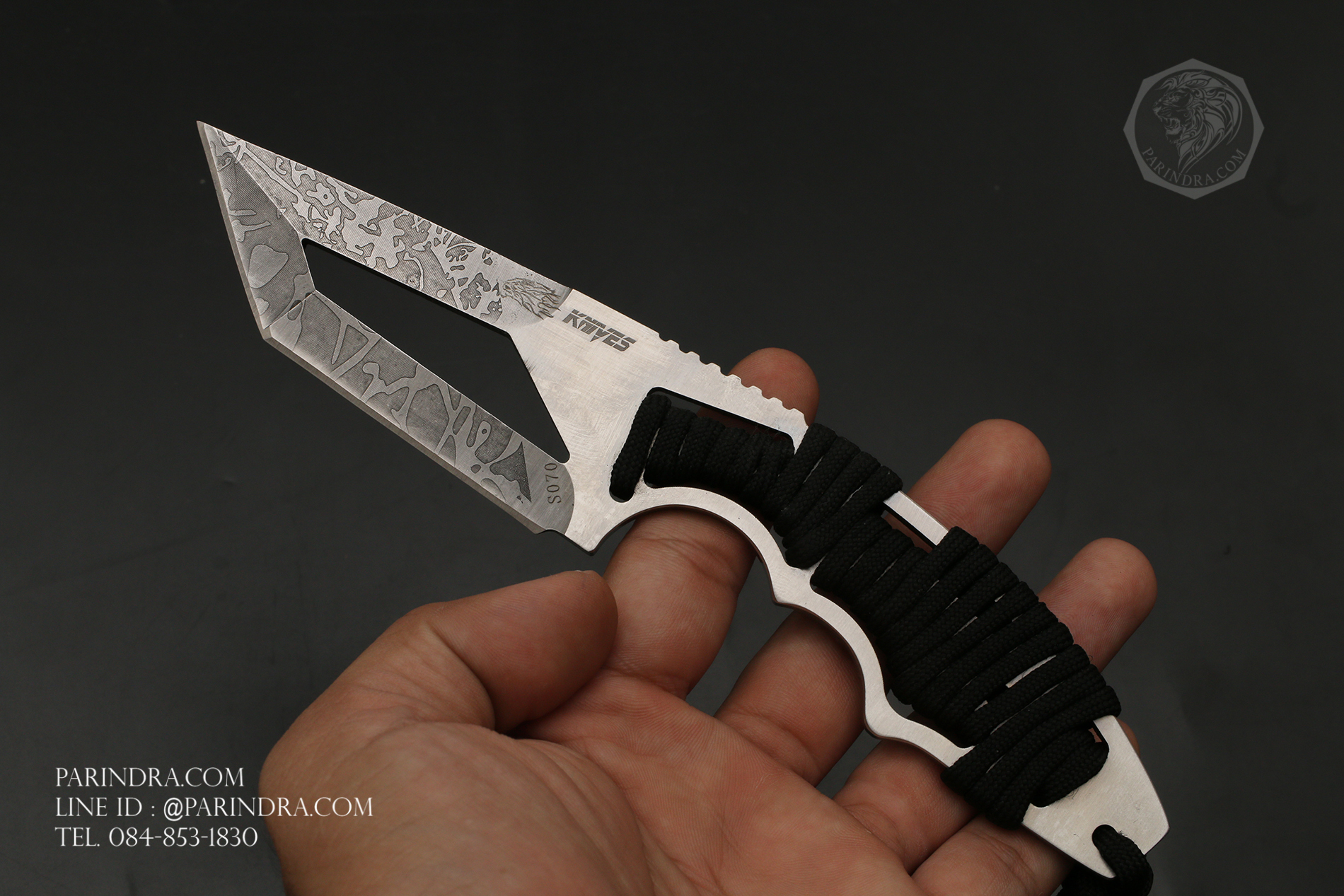 มีดใบตาย KNIVES รุ่น S070 ด้ามเชือกพาราคอร์ดถัก พร้อมซองไนลอน