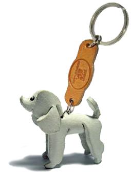 พร้อมส่ง พวงกุญแจหนังแท้ Handmade รูปหมาพุดเดิ้ล ( เเบบ ตัดขน แล้ว )