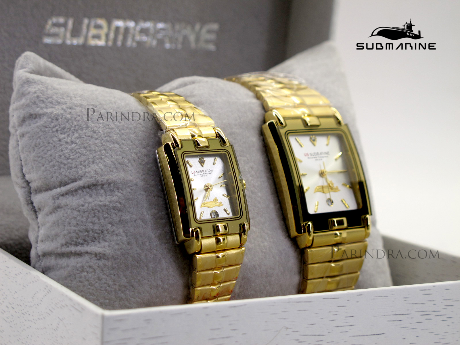 นาฬิกา U.S. submarine รุ่น SUB1014L เรือนเล็ก สายสแตนเลสสีทองหน้าเงิน