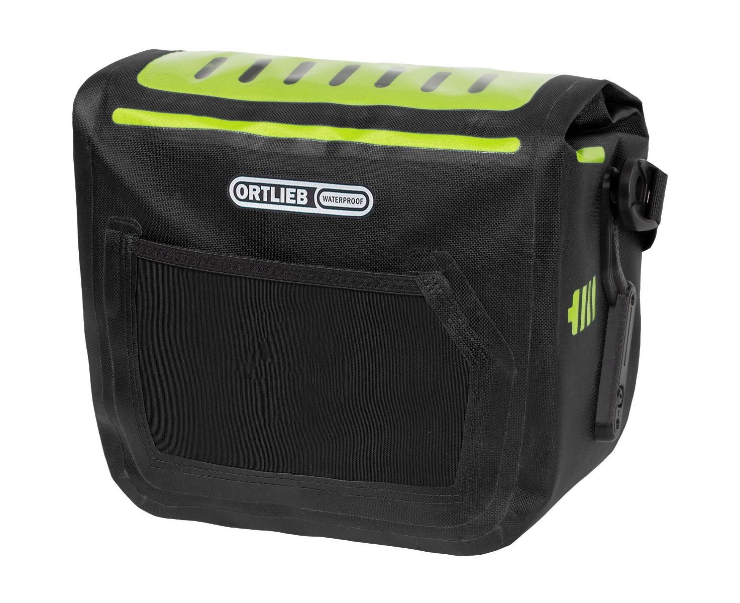 กระเป๋าหน้าแฮนด์ ORTLIEB E-Glow - Black [F8230] multitalented handlebar bag for e-bikes: with LED lighting and bottle-cage mounts 7ลิตร