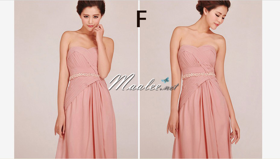 พร้อมส่ง ชุดราตรียาว สีชมพู Nude ชุดเพื่อนเจ้าสาว Nude-002F