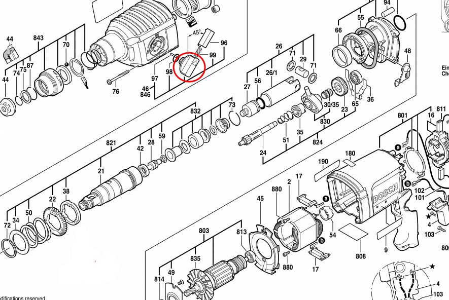 ลูกบิด, ตัวปรับกระแทก สว่านโรตารี่ บอส BOSCH GBH 2-22, GBH 2-22E, GBH 2-22RE, GBH 2-23(แท้) #B11