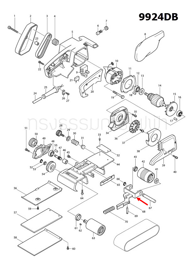 ขาเร่งกระดาษ เครื่องขัดกระดาษทราย Makita มากีต้า 9924DB [#68] Pn.163104-0 (แท้) ##